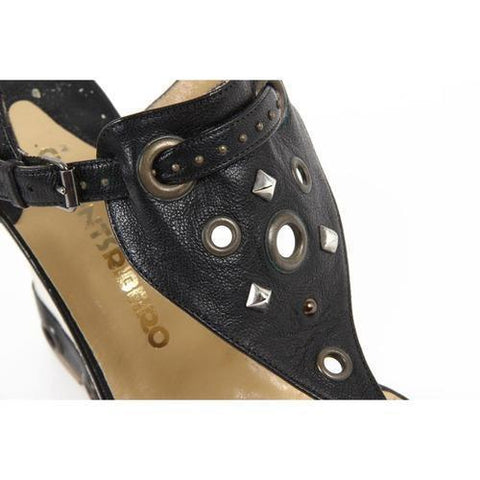 Black 36.5 EUR - 6.5 US Clements Riberio Womens Wedge Sandal SKIROS GLOVE NERO