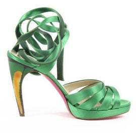 Green 36.5 EUR - 6.5 US Emanuel Ungaro Womens Sandal SS09 IG2 SATIN GREEN