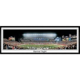 New England Patriots Banner Night"  - 13.5"x39" Standard Black Frame"