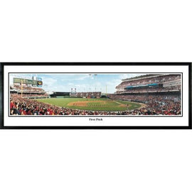Cincinnati Reds First Pitch" - 13.5"x39" Standard Black Frame"