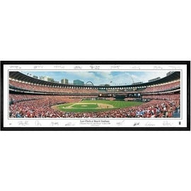 St. Louis Cardinals Last Pitch At Busch Stadium" - With Signatures - 13.5"x39" Standard Black Frame"