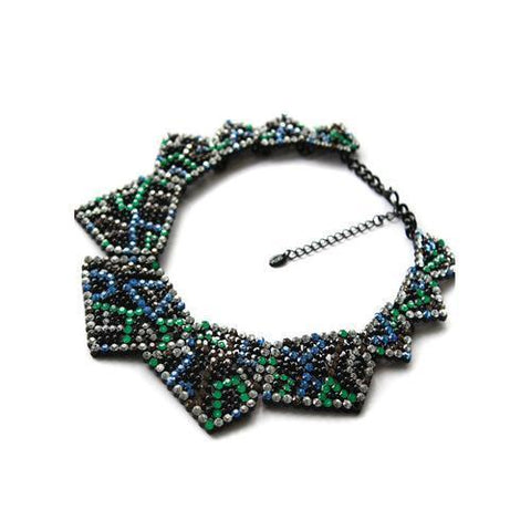 Colorful Rhinestone Triangle Collar Necklace