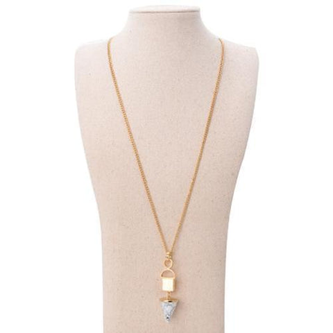 Golden Cone Stone Pendant Chain Necklace