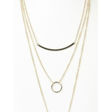 Golden Multirow Bar And Cone Pendant Necklace