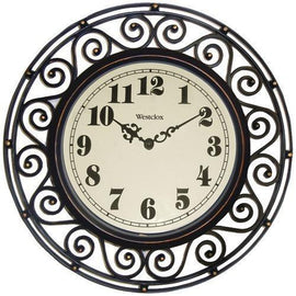 Westclox 12&amp;quot; Round Filigree Rubbed Bronze Finish Clock (pack of 1 Ea)