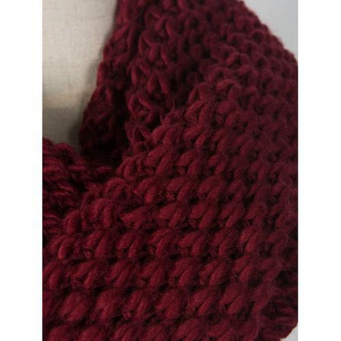 Wine Red Chunky Hand Knitted Snood