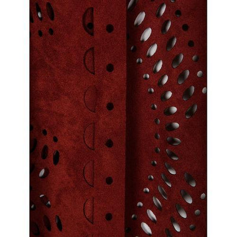 Burgundy Suedette Laser Cut Tasseled Cape